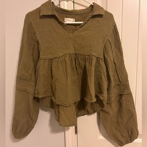 Altar'd State Olive Green Flowy Top